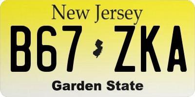 NJ license plate B67ZKA
