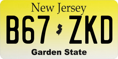 NJ license plate B67ZKD