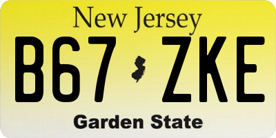 NJ license plate B67ZKE