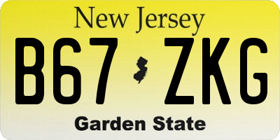 NJ license plate B67ZKG