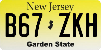 NJ license plate B67ZKH