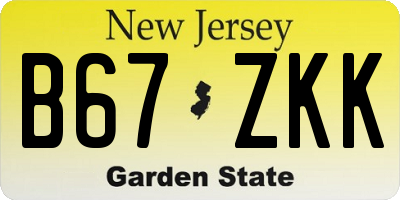NJ license plate B67ZKK