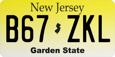 NJ license plate B67ZKL