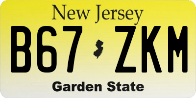 NJ license plate B67ZKM