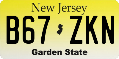 NJ license plate B67ZKN
