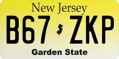 NJ license plate B67ZKP