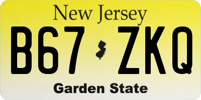 NJ license plate B67ZKQ