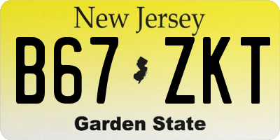 NJ license plate B67ZKT
