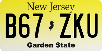 NJ license plate B67ZKU