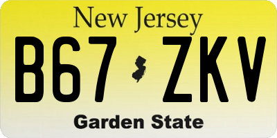 NJ license plate B67ZKV