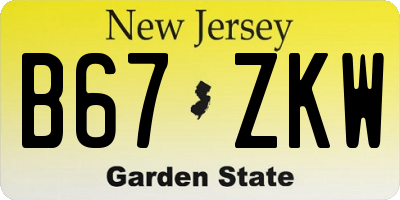 NJ license plate B67ZKW