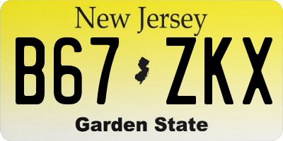 NJ license plate B67ZKX