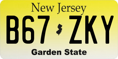 NJ license plate B67ZKY