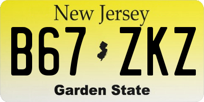 NJ license plate B67ZKZ