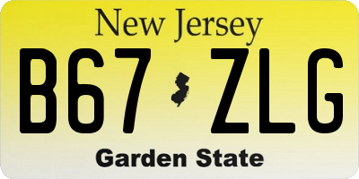 NJ license plate B67ZLG