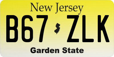 NJ license plate B67ZLK