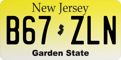 NJ license plate B67ZLN