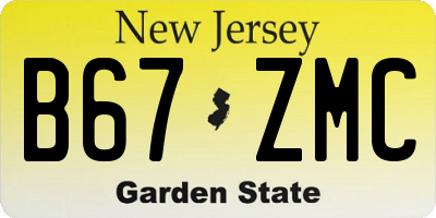 NJ license plate B67ZMC