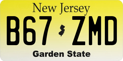 NJ license plate B67ZMD