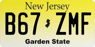 NJ license plate B67ZMF