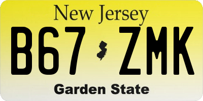 NJ license plate B67ZMK