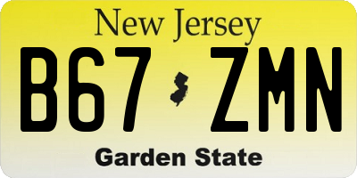 NJ license plate B67ZMN