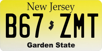 NJ license plate B67ZMT