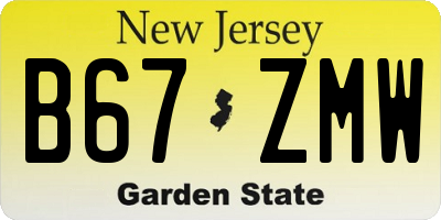 NJ license plate B67ZMW