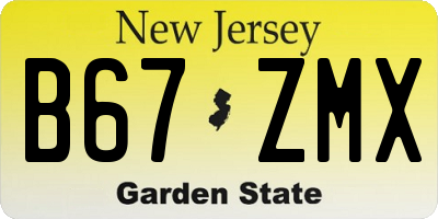 NJ license plate B67ZMX