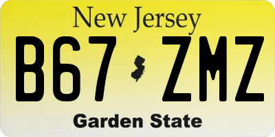 NJ license plate B67ZMZ