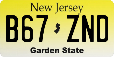 NJ license plate B67ZND