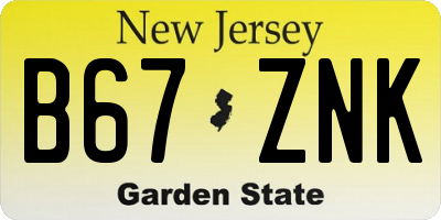 NJ license plate B67ZNK