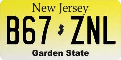 NJ license plate B67ZNL