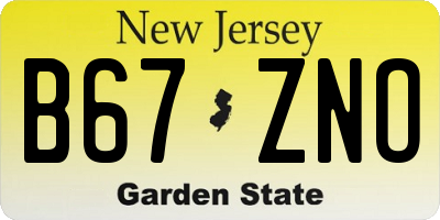 NJ license plate B67ZNO