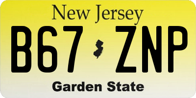 NJ license plate B67ZNP