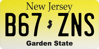 NJ license plate B67ZNS