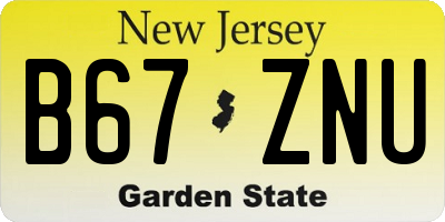 NJ license plate B67ZNU