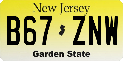 NJ license plate B67ZNW