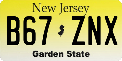 NJ license plate B67ZNX
