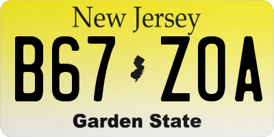 NJ license plate B67ZOA