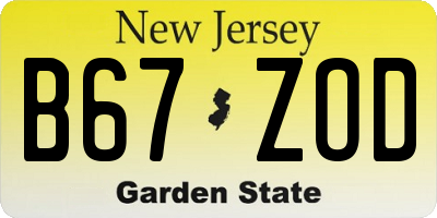 NJ license plate B67ZOD