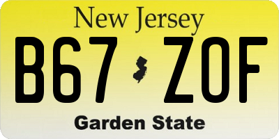 NJ license plate B67ZOF