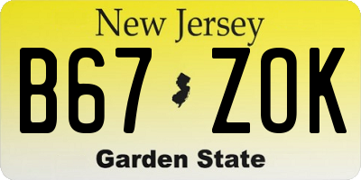 NJ license plate B67ZOK