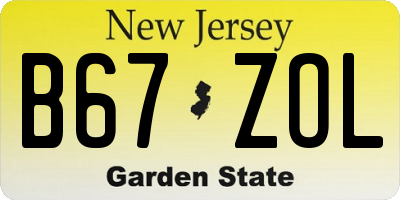 NJ license plate B67ZOL