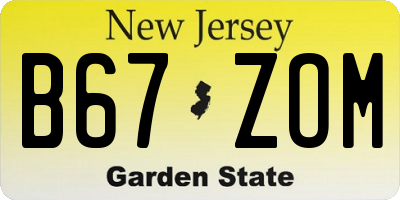 NJ license plate B67ZOM