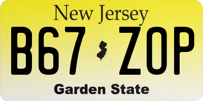NJ license plate B67ZOP