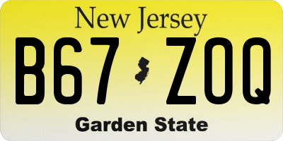 NJ license plate B67ZOQ
