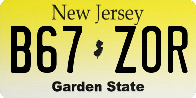 NJ license plate B67ZOR