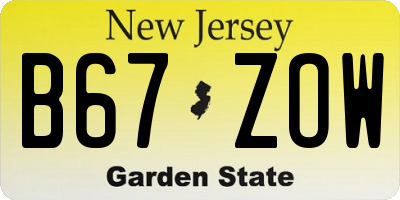 NJ license plate B67ZOW
