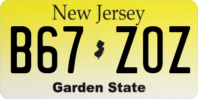 NJ license plate B67ZOZ